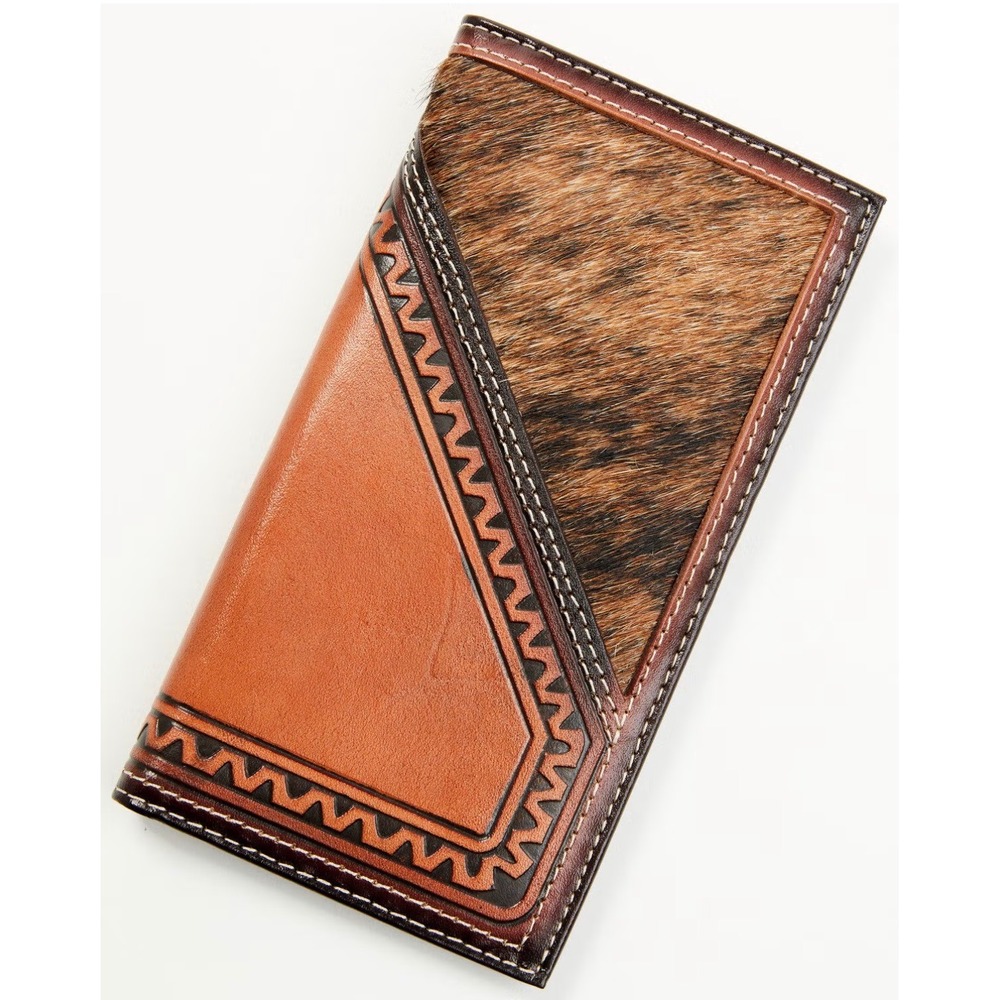 Cody James Mens Embossed Hairon Rodeo Wallet Brown Leather Southwestern NEW